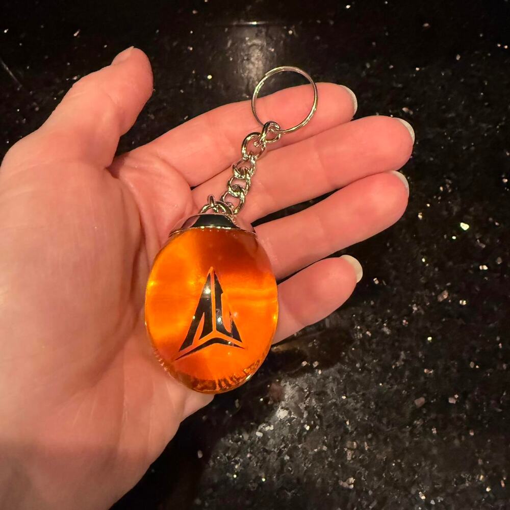 Orange amber and black keychain